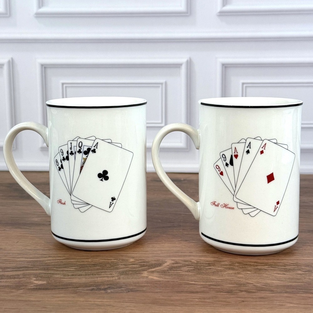 American‎ Atelier RARE Casino Royale Poker "Flush" & "Full House PAIR of Mugs